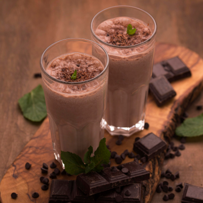 Raw chocolate and mint protein shake