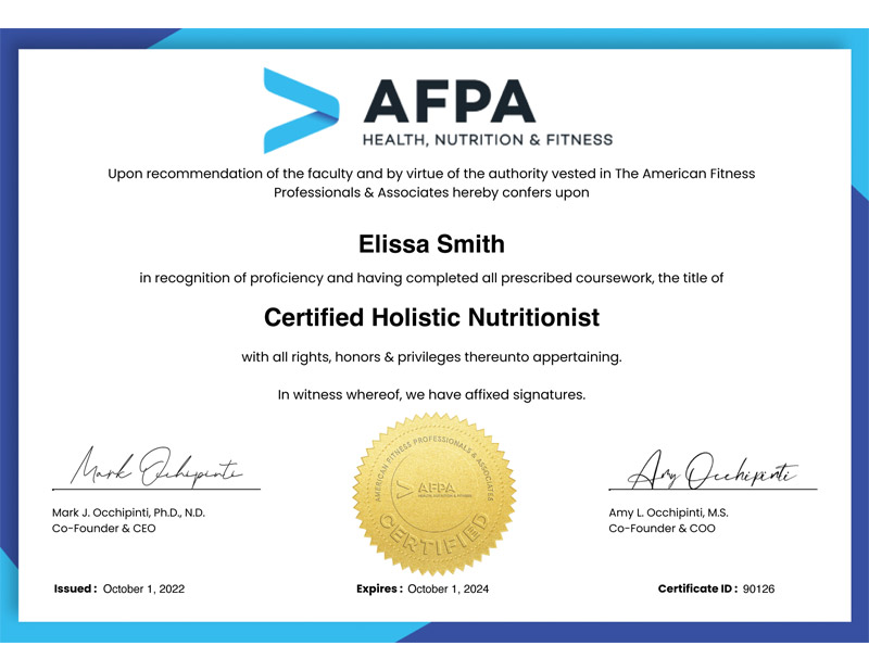 Holistic Nutritionist Certification