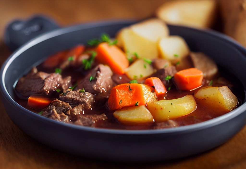 A big bowl of hearty lamb stew.