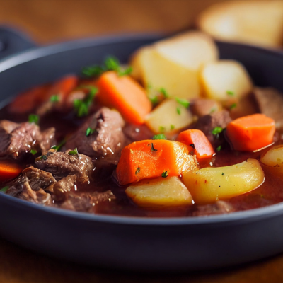 A big bowl of hearty lamb stew.